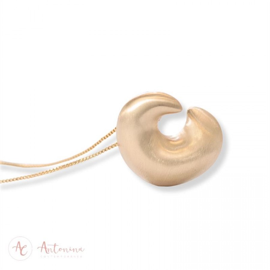 Colar Caracol Fosco Banhado Em Ouro 18k