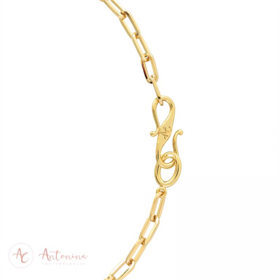 Colar De Elos Minimalista Fecho Infinito Banhado Em Ouro 18k