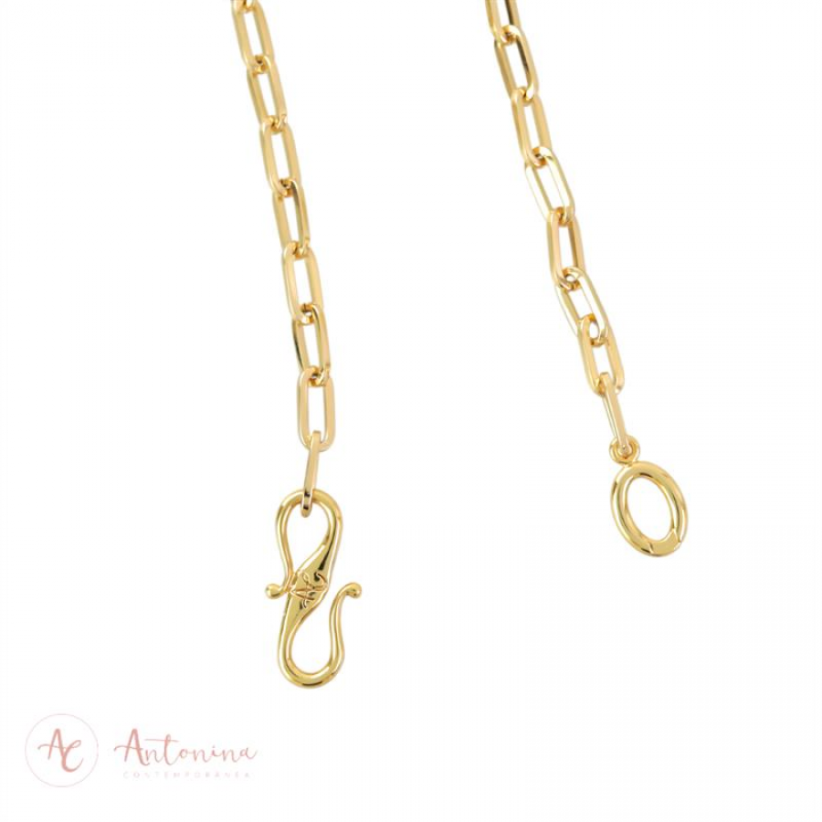 Colar De Elos Minimalista Fecho Infinito Banhado Em Ouro 18k