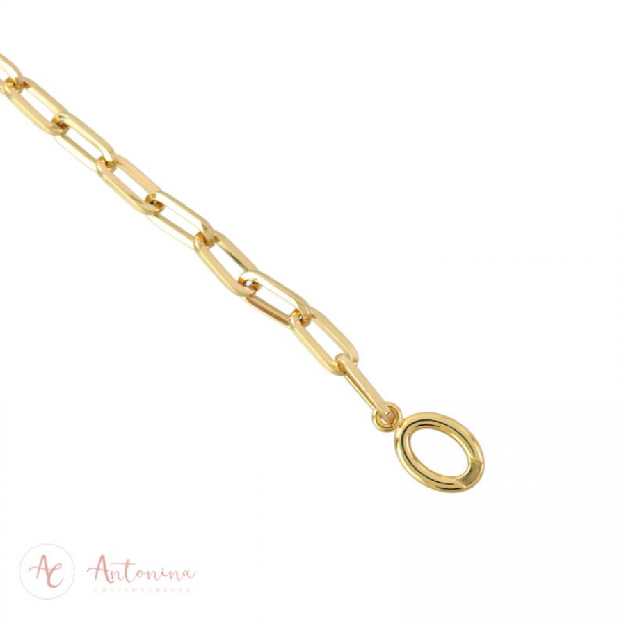 Colar De Elos Minimalista Fecho Infinito Banhado Em Ouro 18k