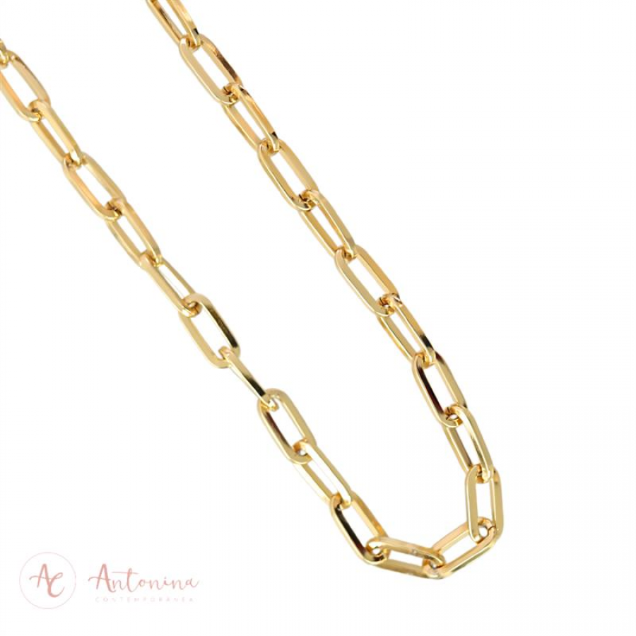 Colar De Elos Minimalista Fecho Infinito Banhado Em Ouro 18k