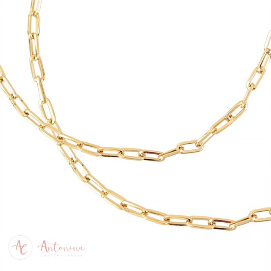 Colar De Elos Minimalista Fecho Infinito Banhado Em Ouro 18k