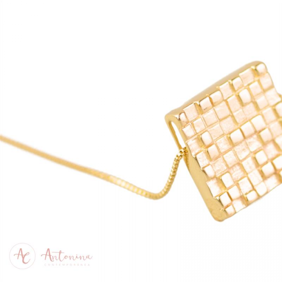 Colar Mosaico Banhado Em Ouro 18k