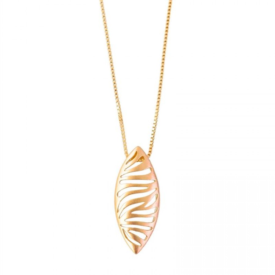Colar Pingente Savana Vazado Banhado Em Ouro 18k