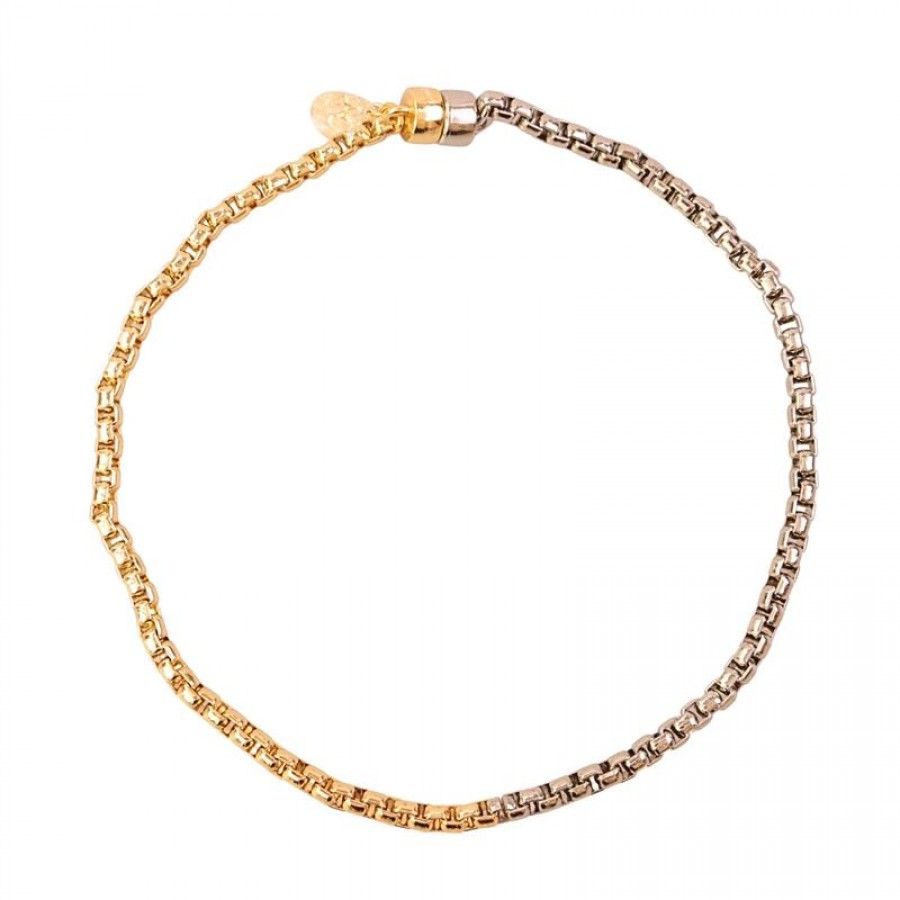 Colar Choker Mix Dueto Ródio E Ouro 18k