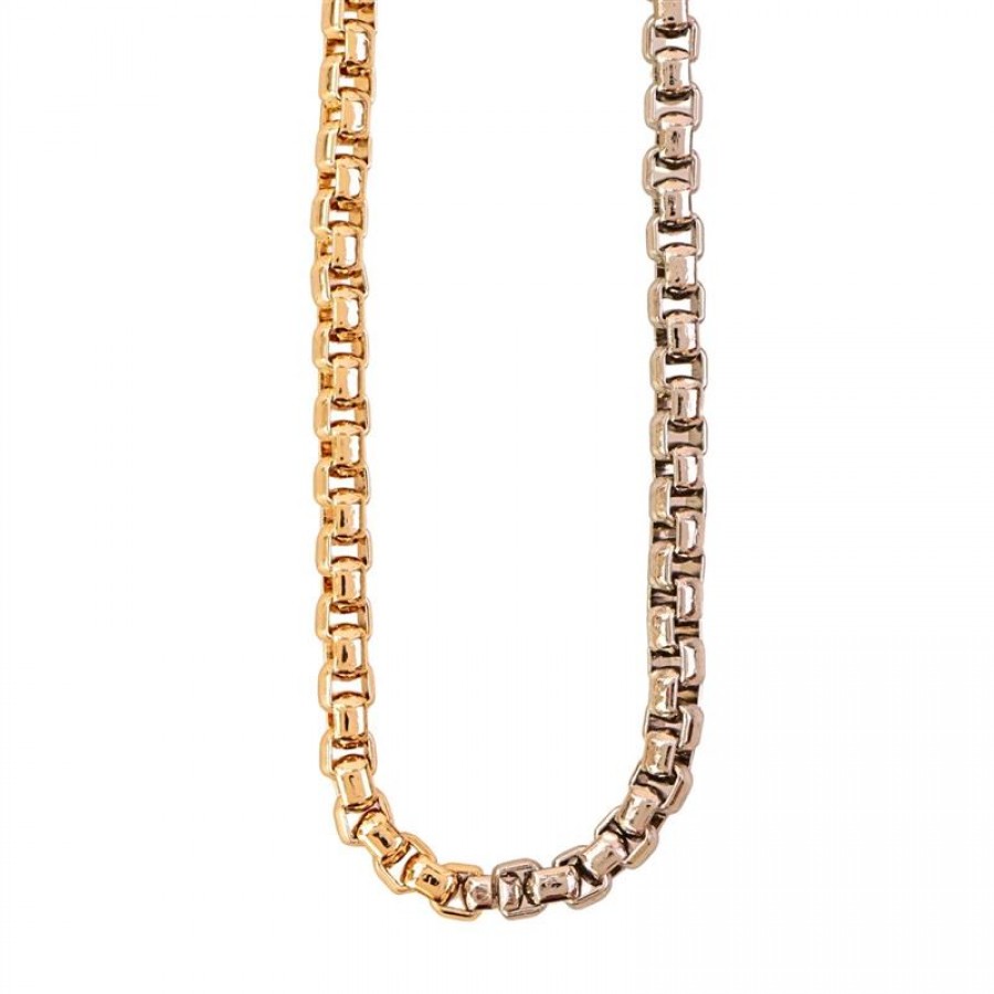 Colar Choker Mix Dueto Ródio E Ouro 18k
