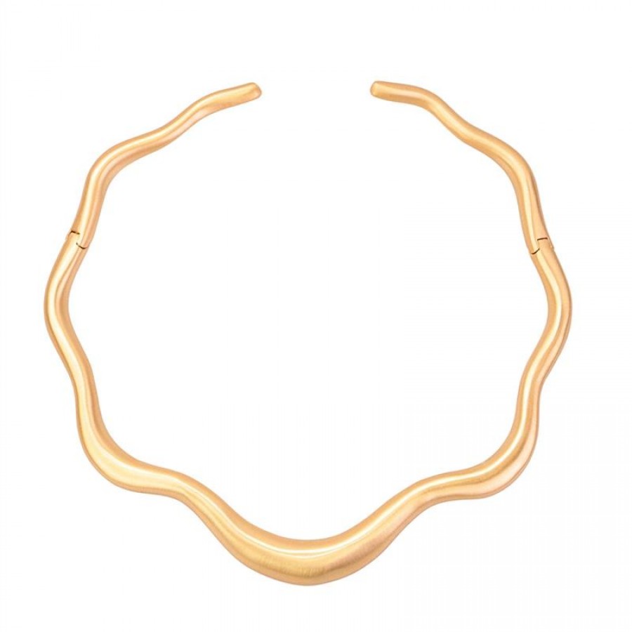 Choker Aro Orgânico Banhado Em Ouro 18k 