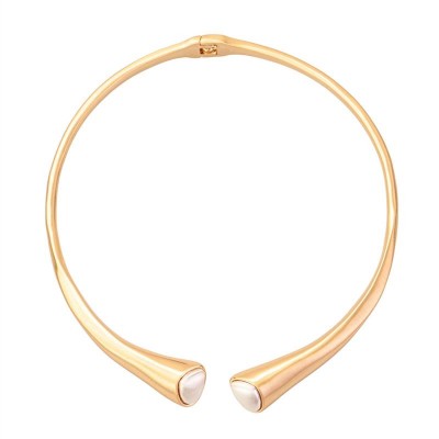 Choker Aro Com Terminais Largos Banhado Em Ouro 18k