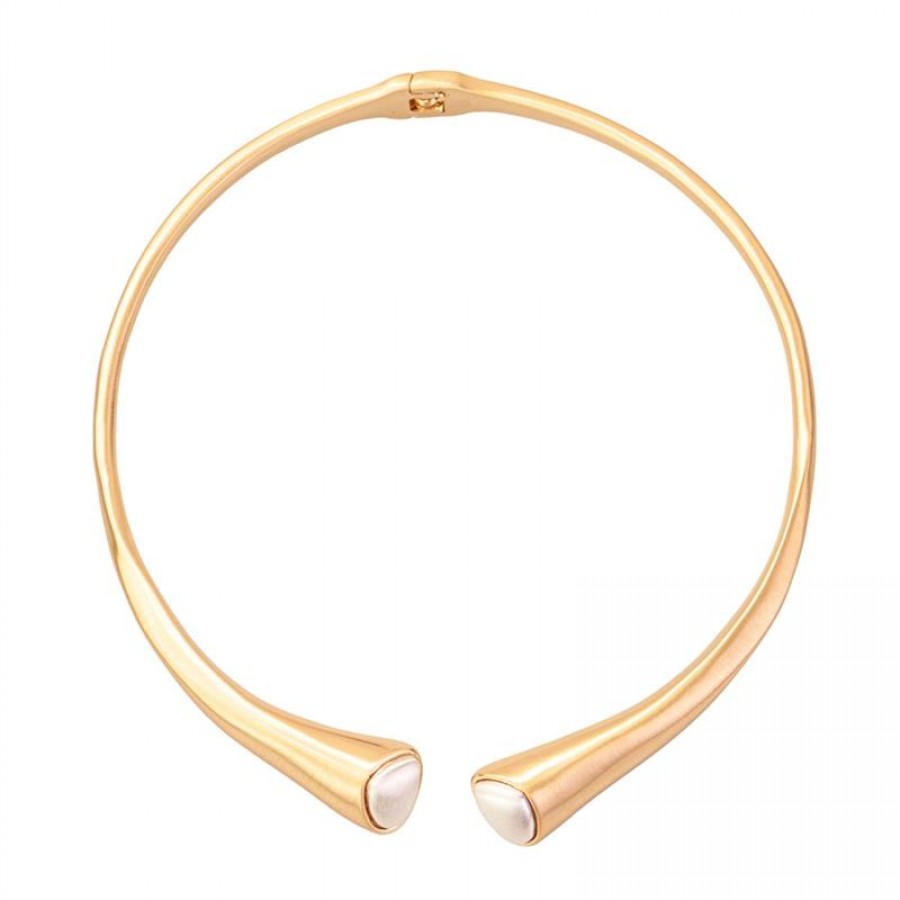 Choker Aro Com Terminais Largos Banhado Em Ouro 18k