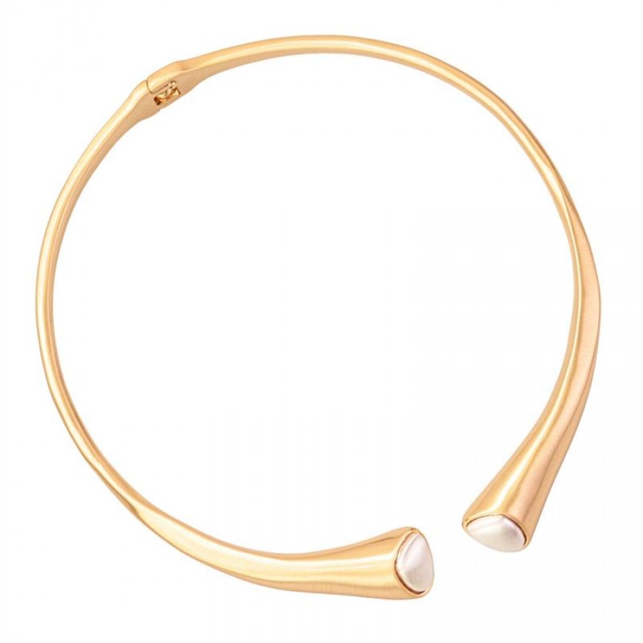 Choker Aro Com Terminais Largos Banhado Em Ouro 18k