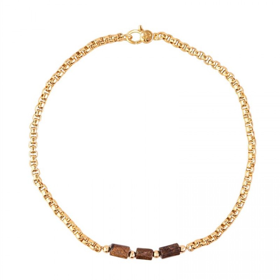 Colar Curto Bronzita Com Corrente Banhada Em Ouro 18k