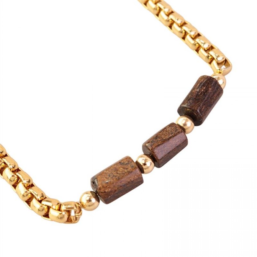 Colar Curto Bronzita Com Corrente Banhada Em Ouro 18k