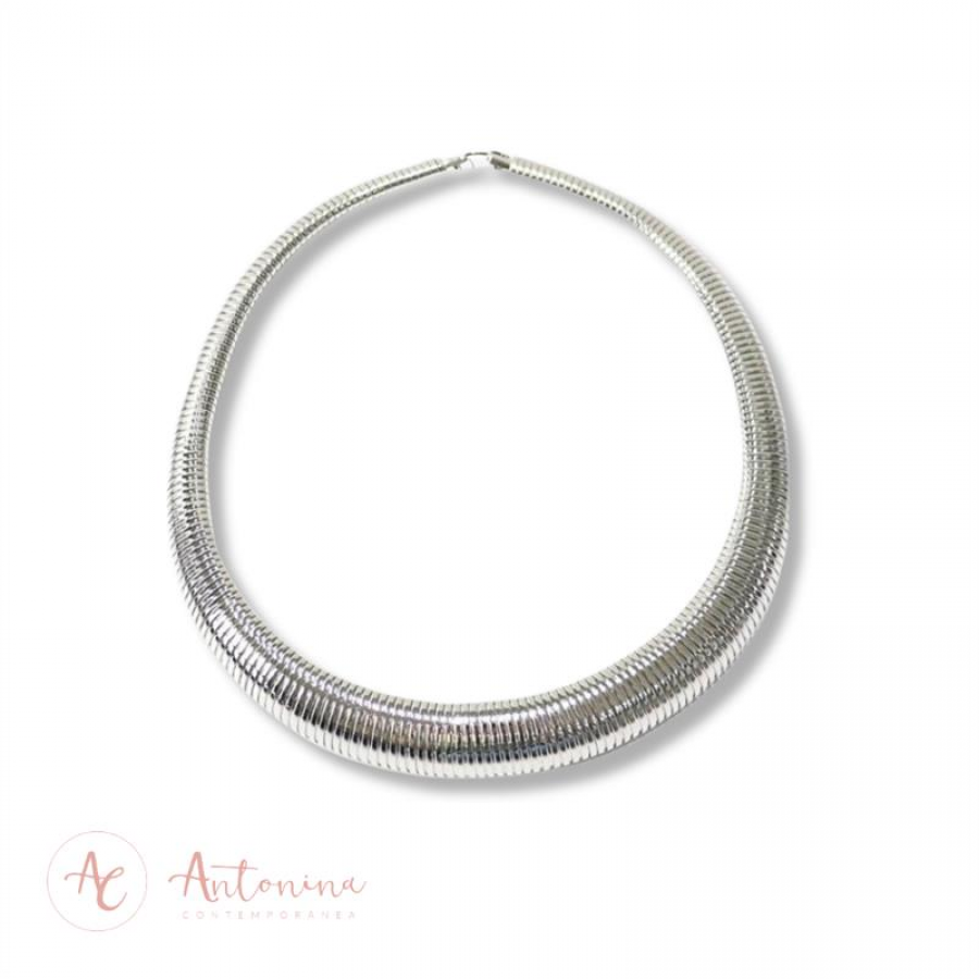 Colar Snake Power Banhado Em Ródio