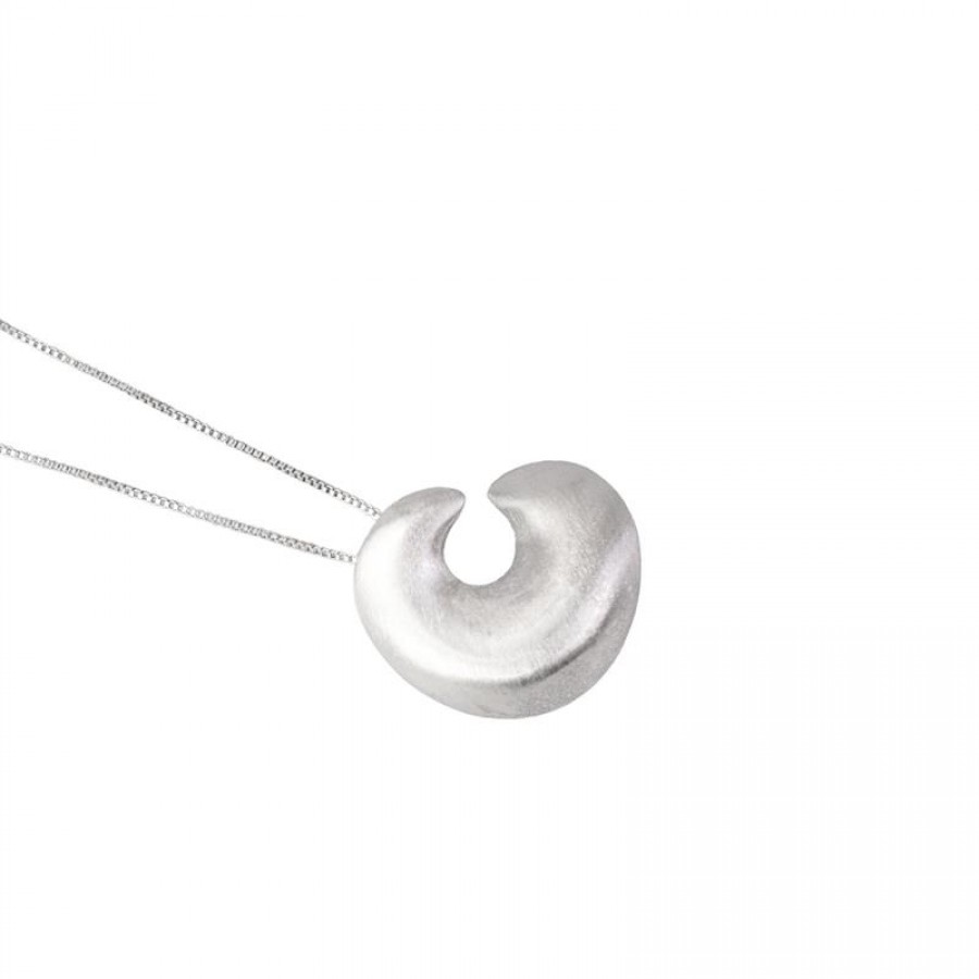 Colar Caracol Fosco Banhado Em Ródio