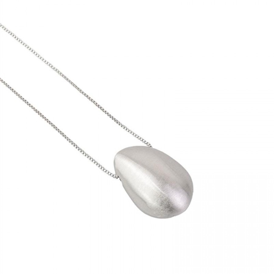Colar Oval Fosco G Banhado Em Ródio