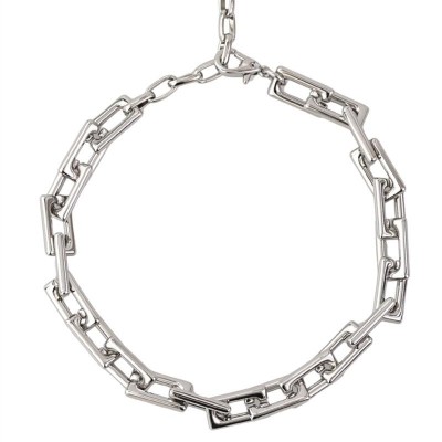 Choker Elos Retangulares Banhada Em Ródio<br><span style='color:#fff;'>Joias</span>