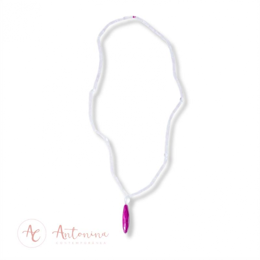Colar Minimalista Quartzo Rosa Com Jade Pink