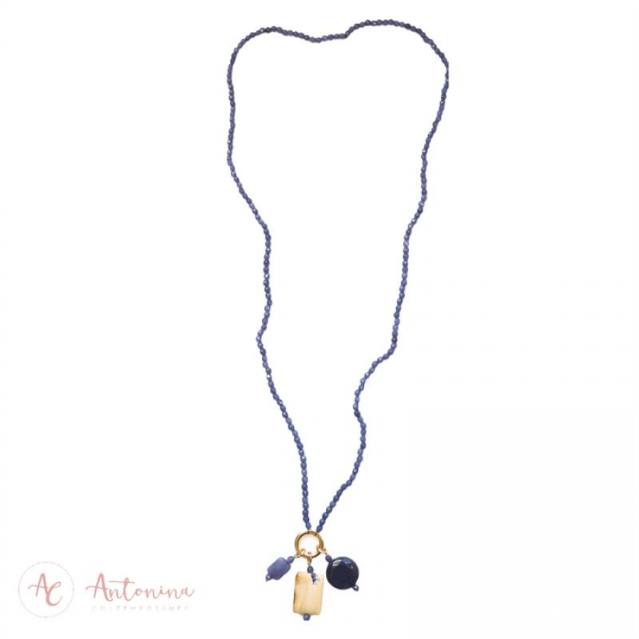 Colar Minimalista Jade Safira E Mocaíta