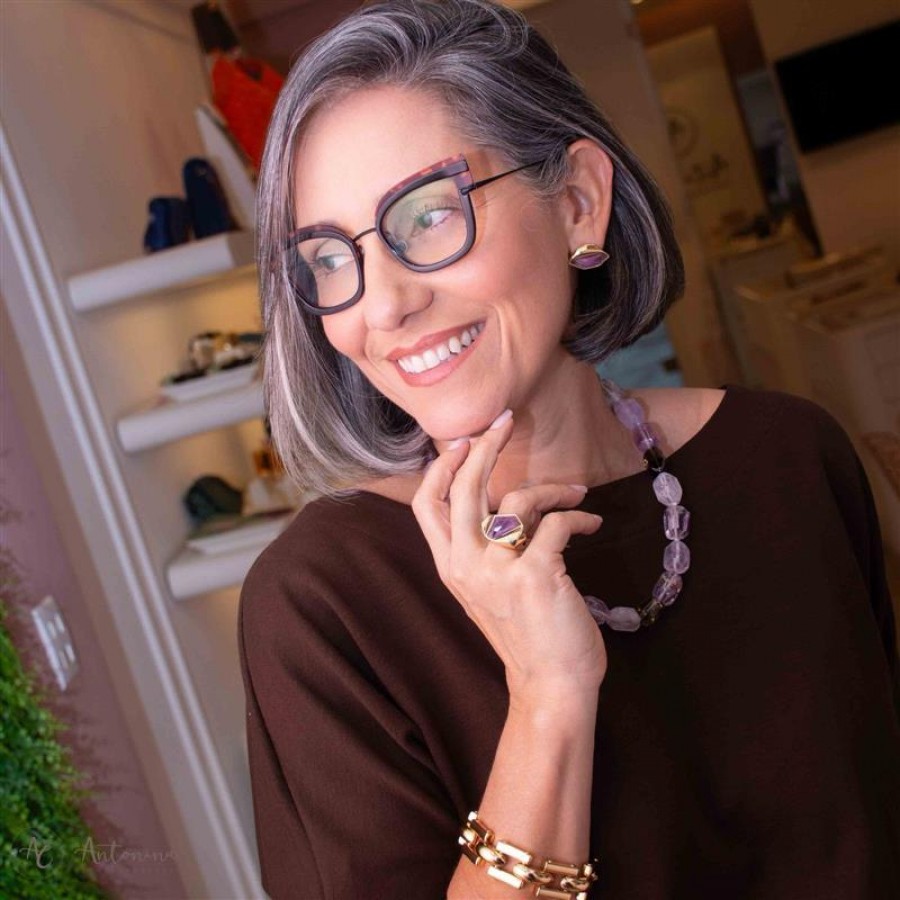 Colar Ametista Facetada Com Quartzo Fumê