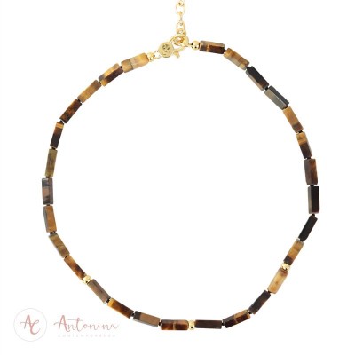 Colar Choker De Olho De Tigre<br><span style='color:#fff;'>Joias</span>