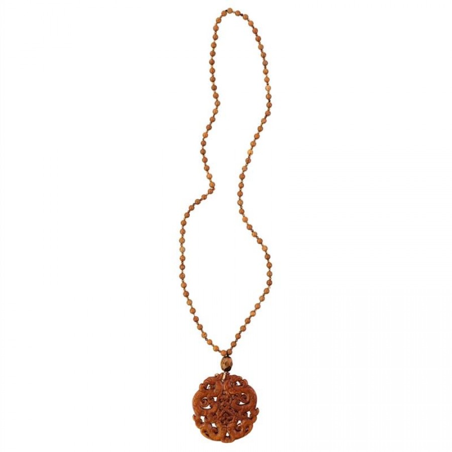 Colar Longo Jaspe Com Mandala Caramelo