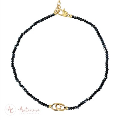 Colar Choker Elos Ônix<br><span style='color:#fff;'>Joias</span>