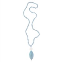Colar Longo Angelita Com Trolita E Cristal De Rocha Ii