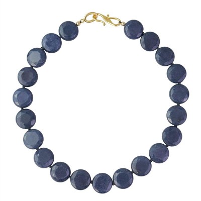 Colar Curto Jade Safira Moeda <br><span style='color:#fff;'>Joias</span>