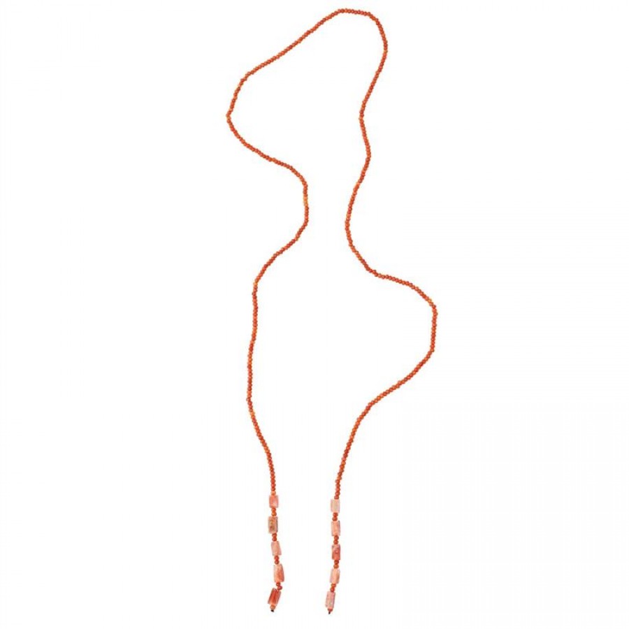 Colar Pashmina Jade Laranja Com Pedra Do Sol