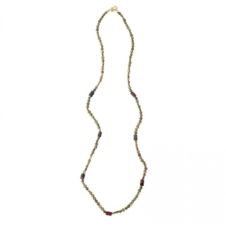 Colar Longo Unakita Com Olho De Togre Vermelho