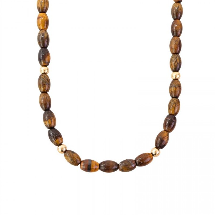 Colar Curto Olho De Tigre Oval P