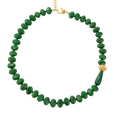 Colar Curto Jade Esmeralda Com Citrino<br><span style='color:#fff;'>Joias</span>