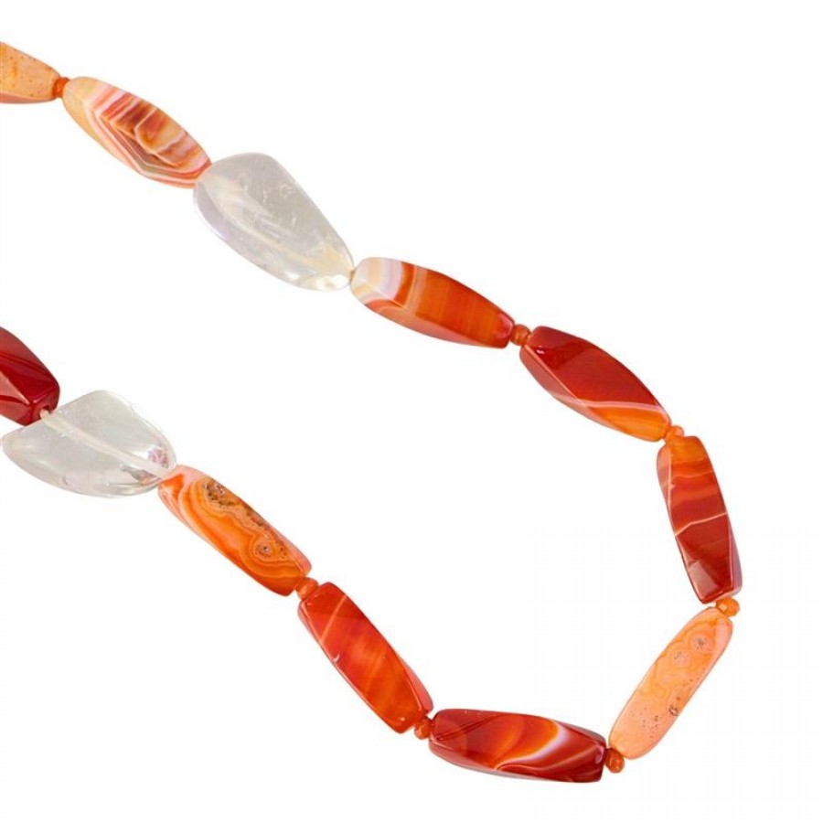 Colar Curto Ágata De Fogo Tubo Com Cristal