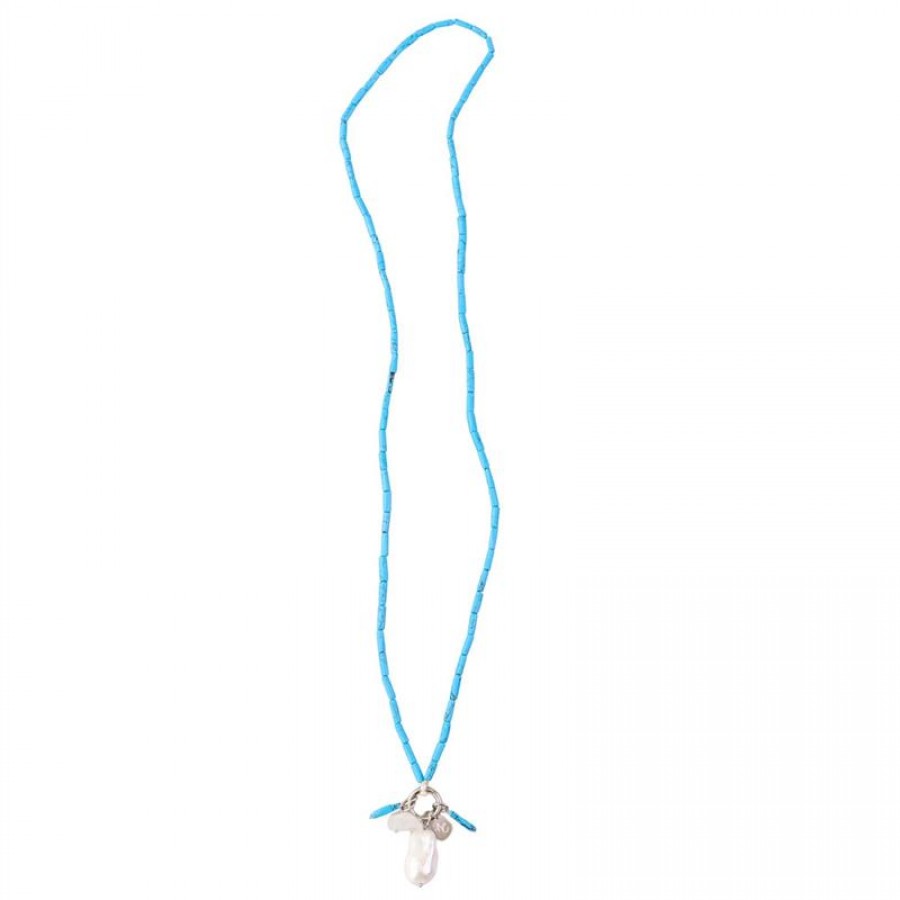 Colar Longo Minimalista Turquesa