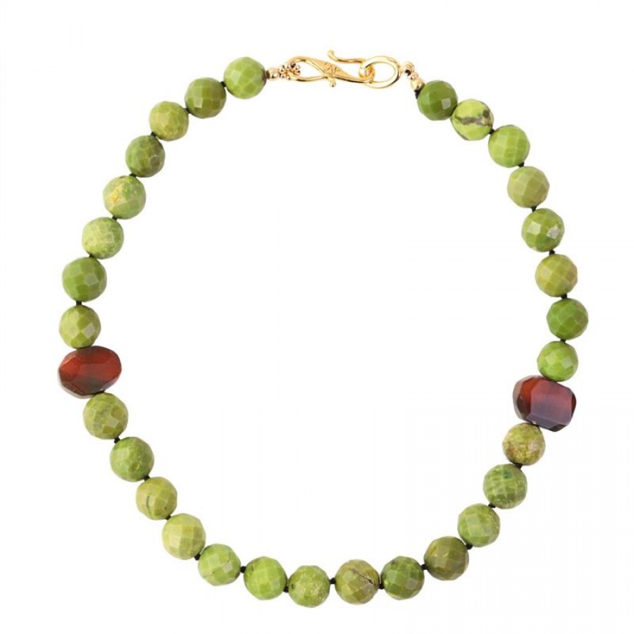 Colar Curto Jaspe Lemon Com Ágata Marrom