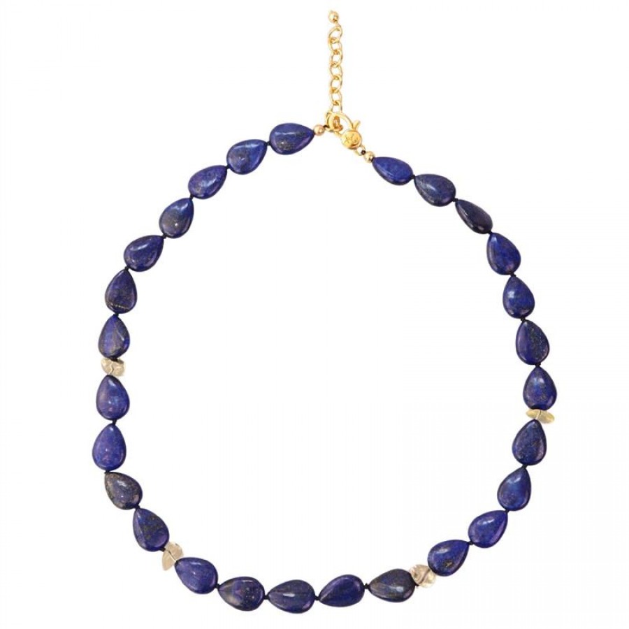 Colar Curto Lápis Lazuli Com Citrino 