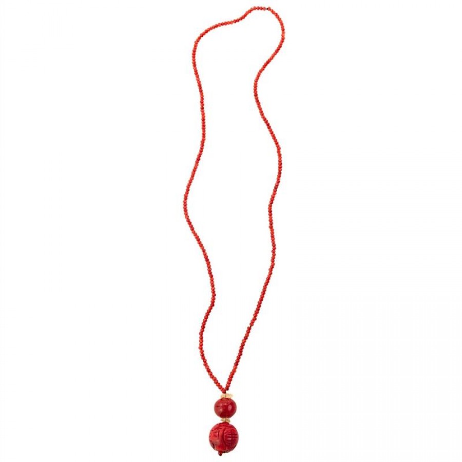 Colar Longo Jade Vermelho Intenso Com Citrino E Pingente Ágata Rustica Vermelha