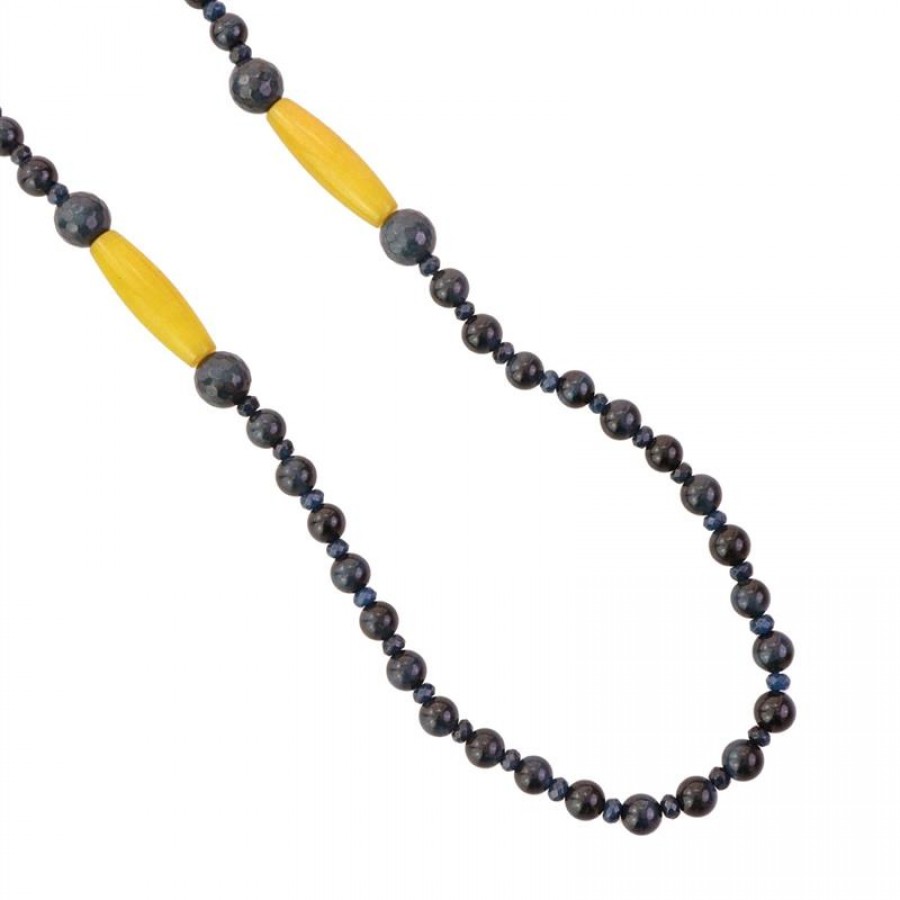 Colar Longo Olho De Falcão Com Jade Pistache