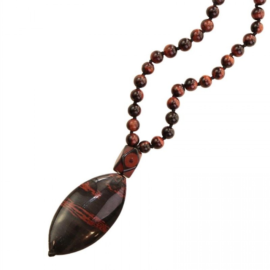 Colar Longo Obsidiana Café Gota