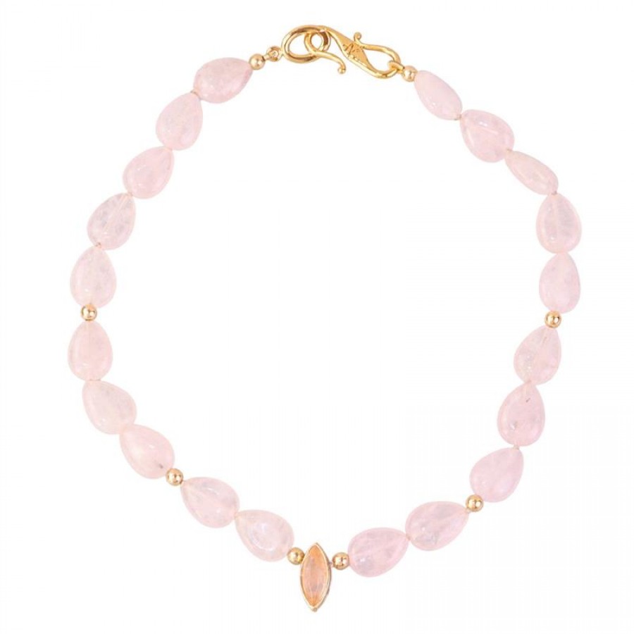 Colar Curto Quartzo Rosa Com Vanavete 