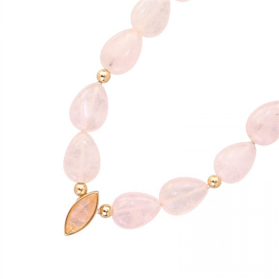 Colar Curto Quartzo Rosa Com Vanavete 