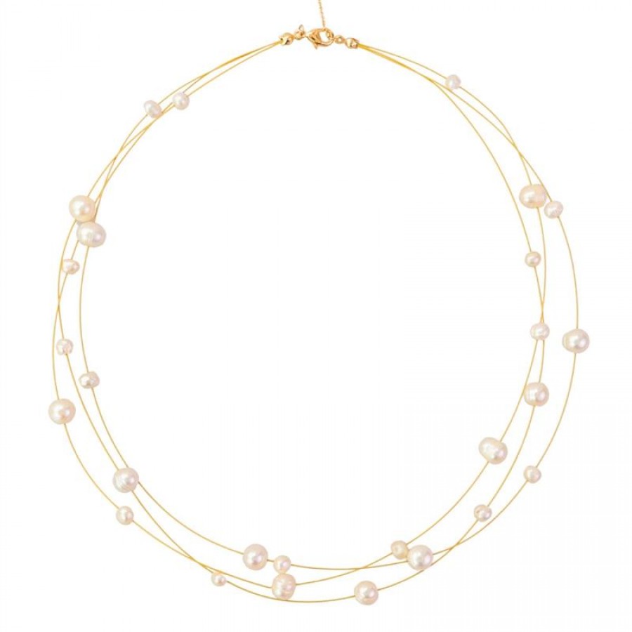 Choker Fios De Pérolas Flutuantes