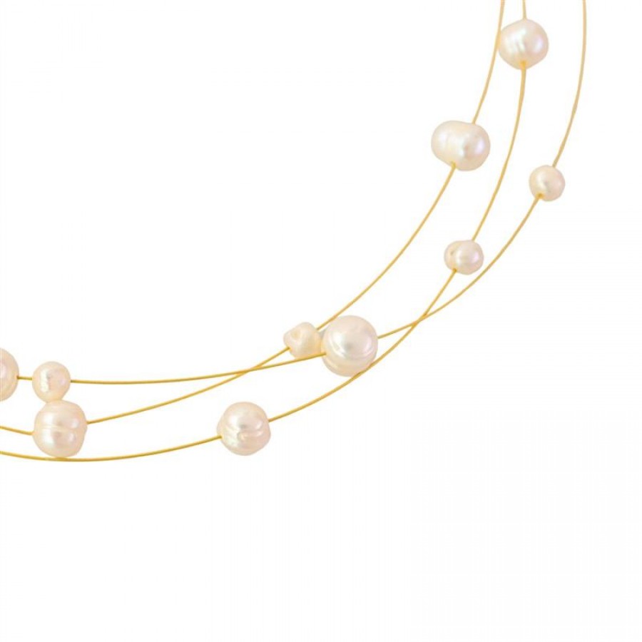 Choker Fios De Pérolas Flutuantes