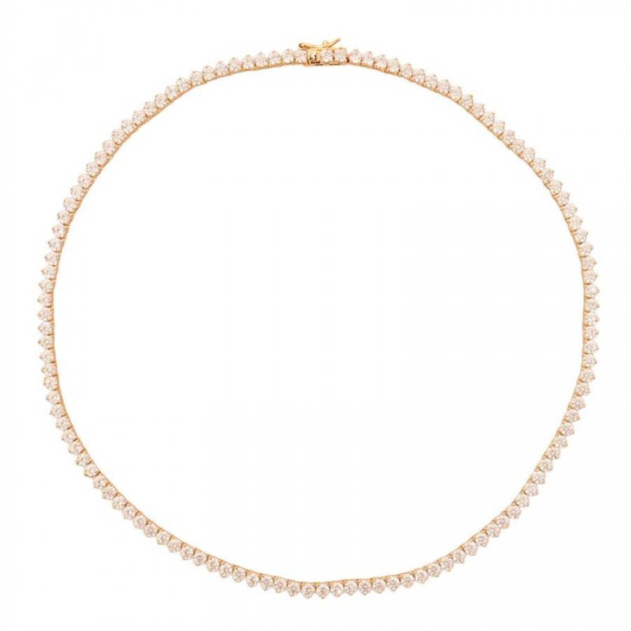 Colar Riviera Cristal Coração Banhado Em Ouro 18k