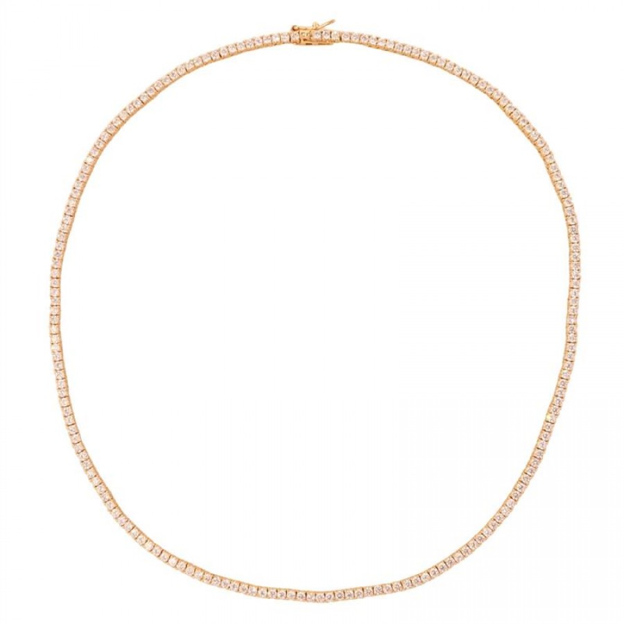 Colar Riviera Cristal Banhado Em Ouro 18k