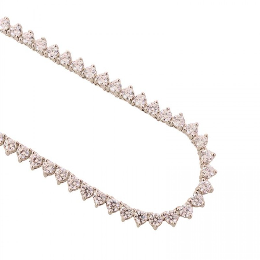 Colar Riviera Cristal Coração Banhado Em Ródio 