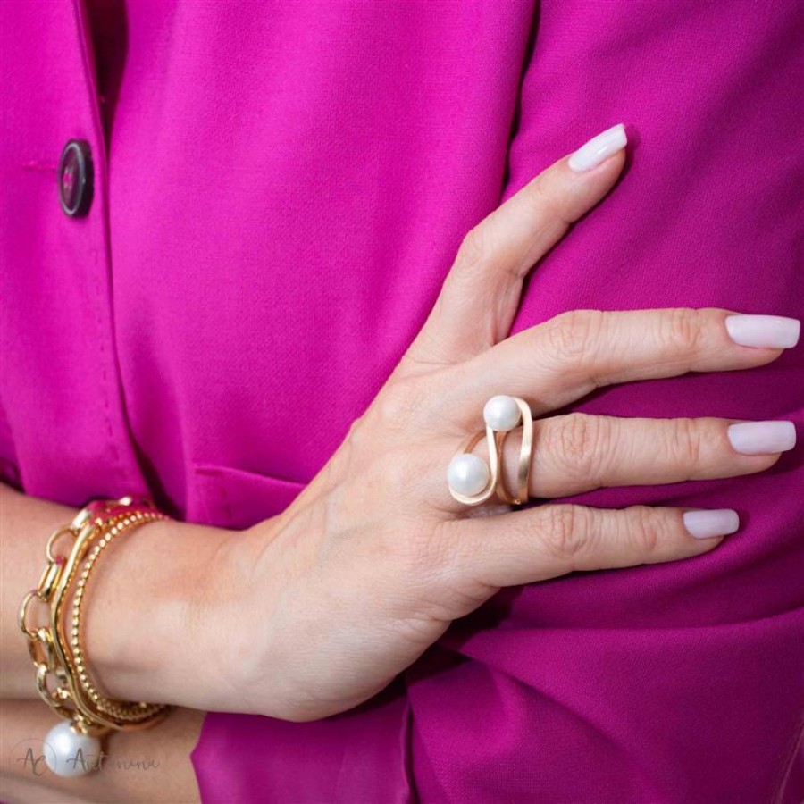 Pulseira Elos Com Pérola  Banhado Em Ouro 18k