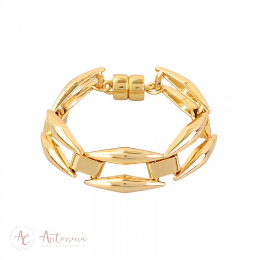 Pulseira Elos Articulados Banhado Em Ouro 18k