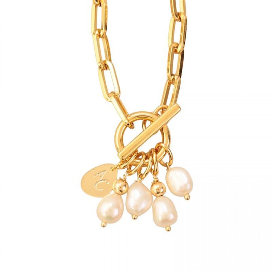 Pulseira De Elos Com Pérolas Dia Das Mães