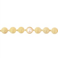 Pulseira Poá Com Pérola Banhado Em Ouro 18k 